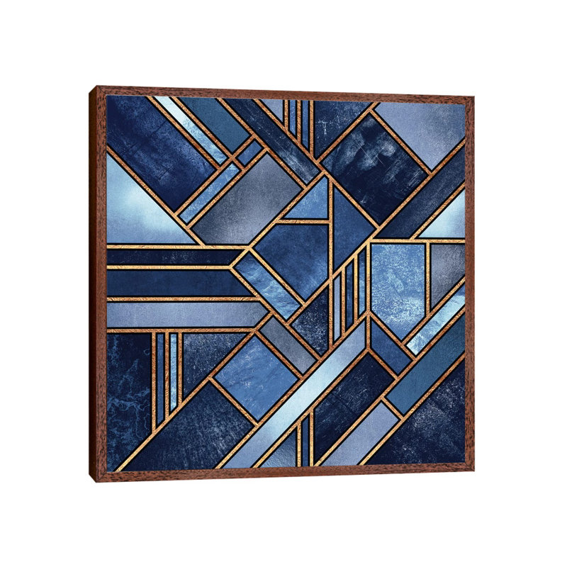 Blue City by Elisabeth Fredriksson - Print on Canvas, 93.98 cm H x 93.98 cm W, Brown Floater Framed