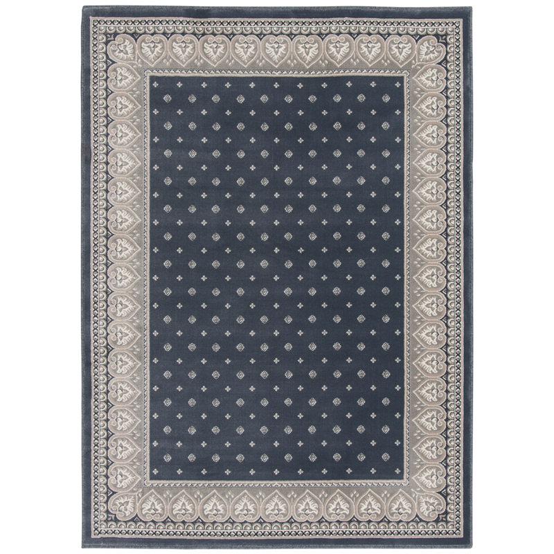 Fleur de Lis Blue Shade Woven Area Rugs and Runners, 26" x 25'