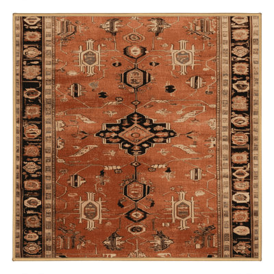 Machine Washable Persian Brown Area Rug