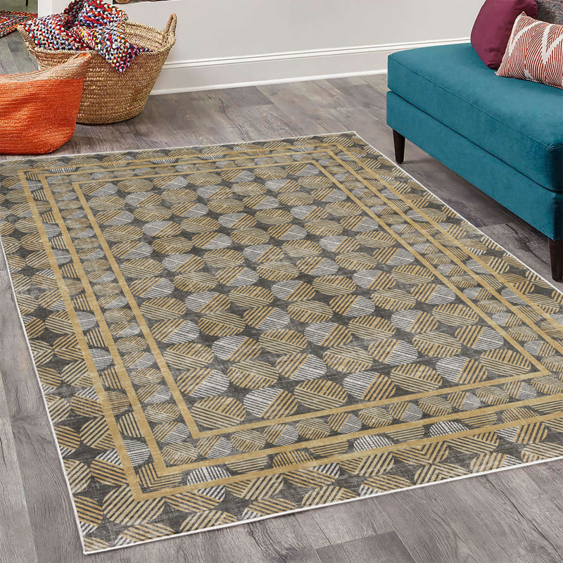 Tapis décoratif à longues fibres Jhade, Rectangle 4 pi x 5 pi 5 po
