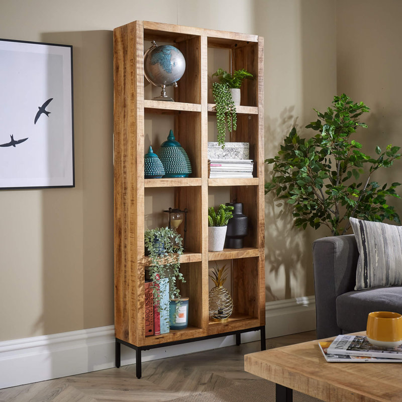 Franca Tall 8 Open Shelving Mango Wood Bookcase Storage Unit