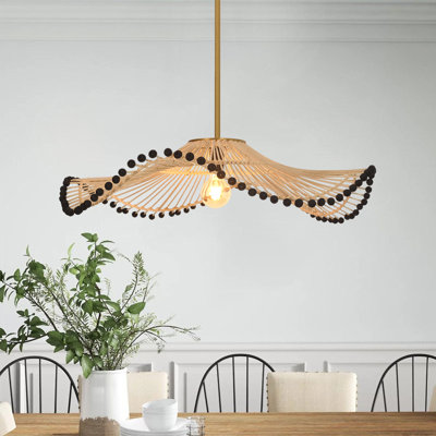 Modern Boho Handwoven Rattan Pendant Light for Dining Room Living Room