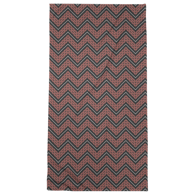 Serviette de bain à chevrons à la main classic Stephenie, Rouge / Noir