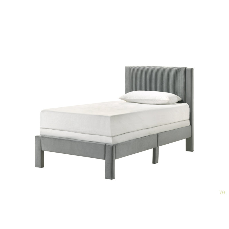 1pc contemporain tête de lit rembourrée en peluche avec structure à profil bas et pieds discrets pour enfants, Lit simple