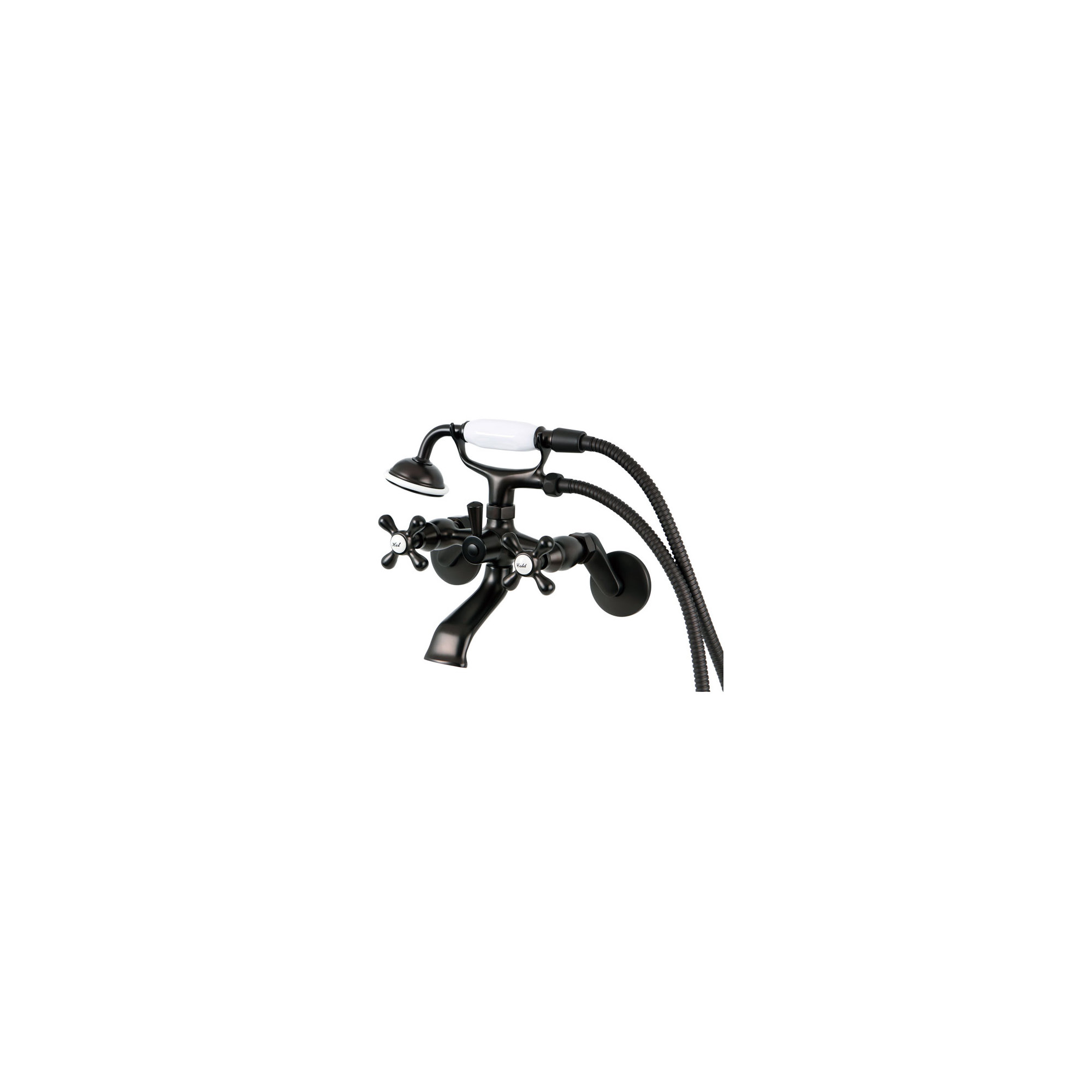 Kingston Brass Kingston Two-Handle 2-Hole Wall Mount Clawfoot Tub Faucet with Hand Shower, Oil Rubbed Bronze