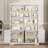 Arie 73.1"H Standard Bookcase With Adjustable Shelves, Wood Storage Freestanding Bookshelves With 8 Open Shelves and 4 Doors, White-1429297816