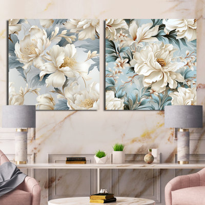 Ethereal rococo à motif victorien de style victorien XXXI - ensemble de collage carré floral de 2