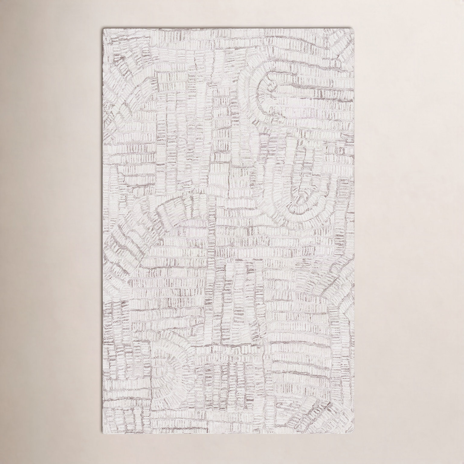 Ashwin Brown Ivory Hand-Tufted Abstract Rug, Rectangle 6' x 9'