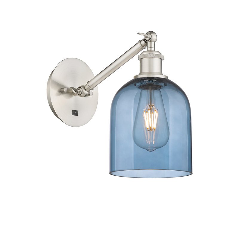 Applique murale Odaniel, Nickel satiné brossé, Bleu princesse