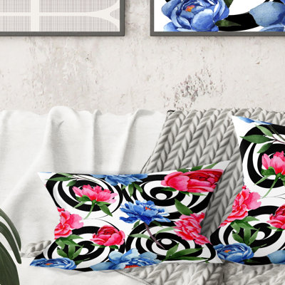 Floral Retro Pattern I - Mid-Century ModernPrinted Throw Pillow