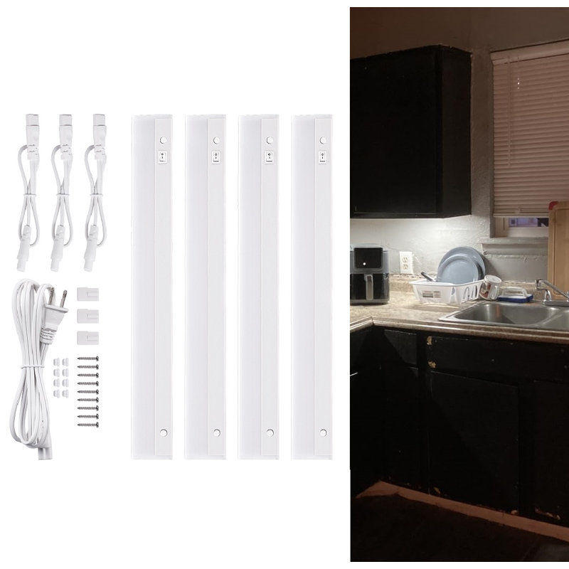 Ensemble de lumières DEL sous l'armoire, contrôle individuel, 16 pouces, blanc froid 4000k
