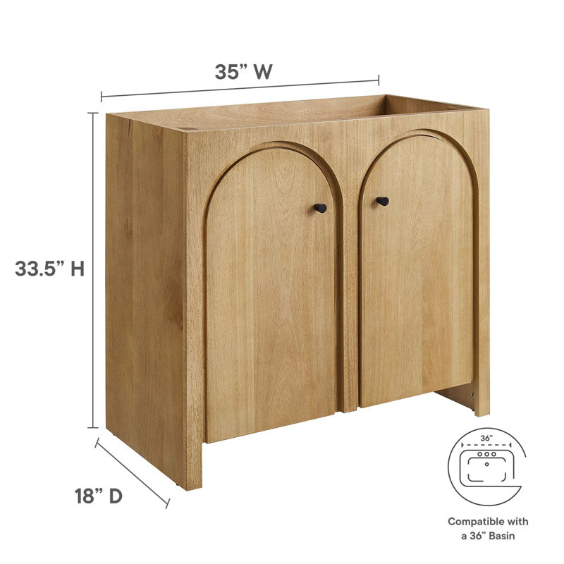 Natural Oak Double Arched Door Freestanding Bathroom Vanity
