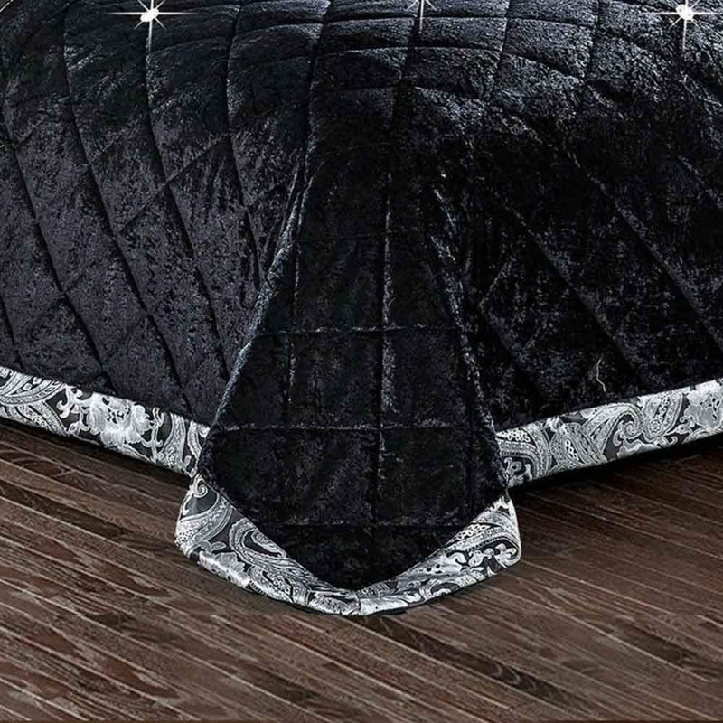 Analey Polyester Solid Colour Bedspread, 255 x 275 cm, Black