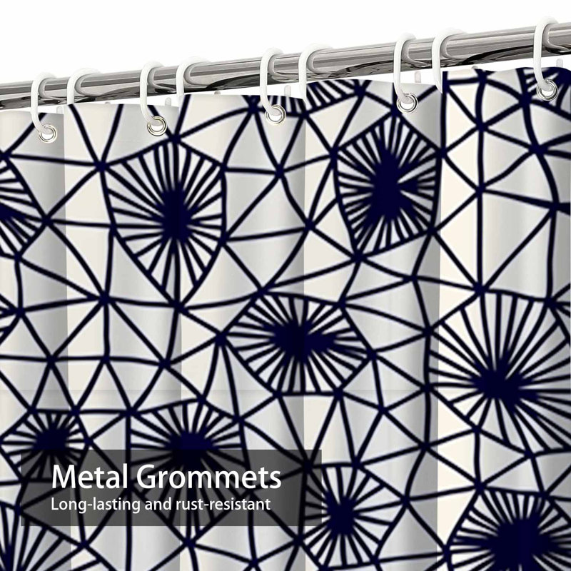 Rideau de douche abstrait abstrait à motif géométrique blanc avec 12 crochets, L 72 po x l 72 po