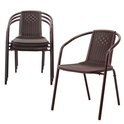 PE Rattan Stackable Outdoor Dining Chairs Set Of 2