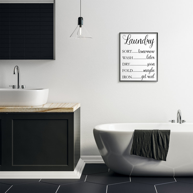 Programme de nettoyage de la salle de lavage, Giclée encadrée noir minuit, H 30 po x l 24 po x P 1,5 po