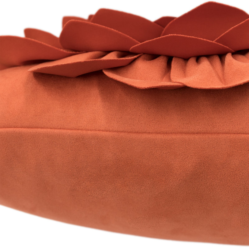 Appliqued Velvet Pillow Cover, Pumpkin Orange