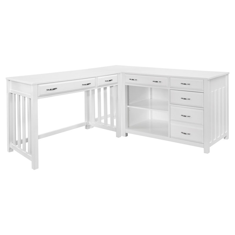Bureau en coin 3 pièces Spady, Blanc