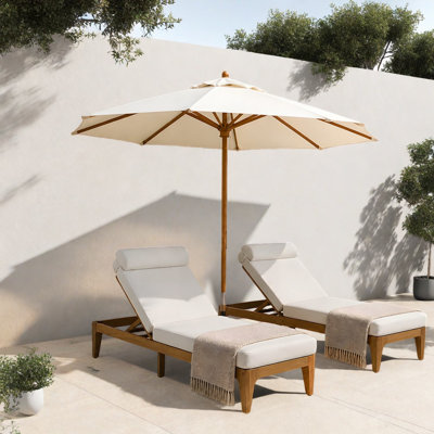 Méridiennes de patio réglables, ensemble moderne en bois d'acacia pour le bord de la piscine