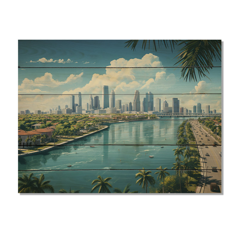 Miami Sunshines State III sur bois, H 10 po x l 20 po x P 0,78 po