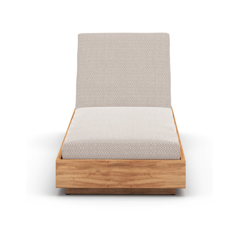 Arvad Outdoor Teak Wood Chaise Lounge , Cushion Included, Faye Sand