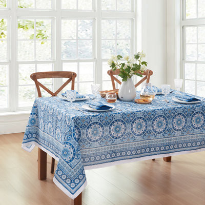Geometric Medallion Rectangle Polyester Indoor/Outdoor Stain Resistant Tablecloth