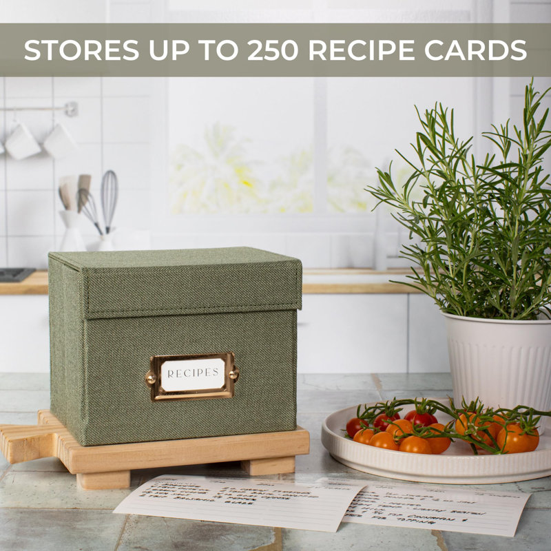 Linen Recipe Box Set - Incl. 50X 4X6 Inch Recipe Cards And Matching Dividers To Easily Organize Up To 250 Recipes