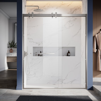 Porte de douche encadrée à double porte coulissante l 60 po x H 76 po avec panneau Enduro