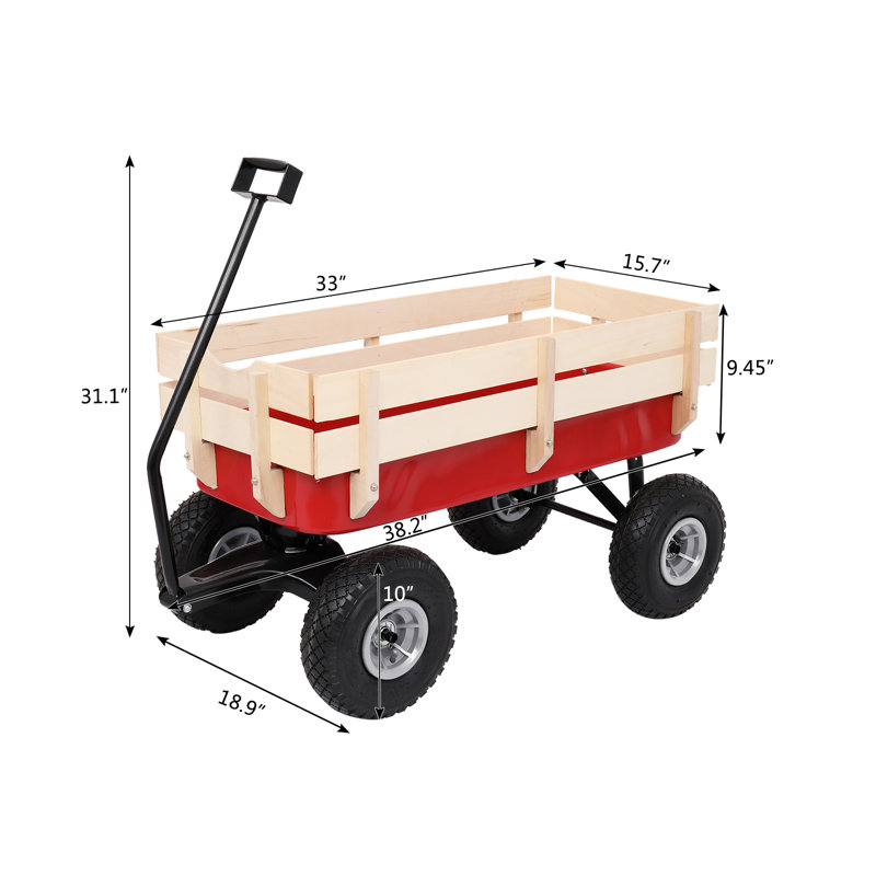Chariot de jardin en bois à quatre roues