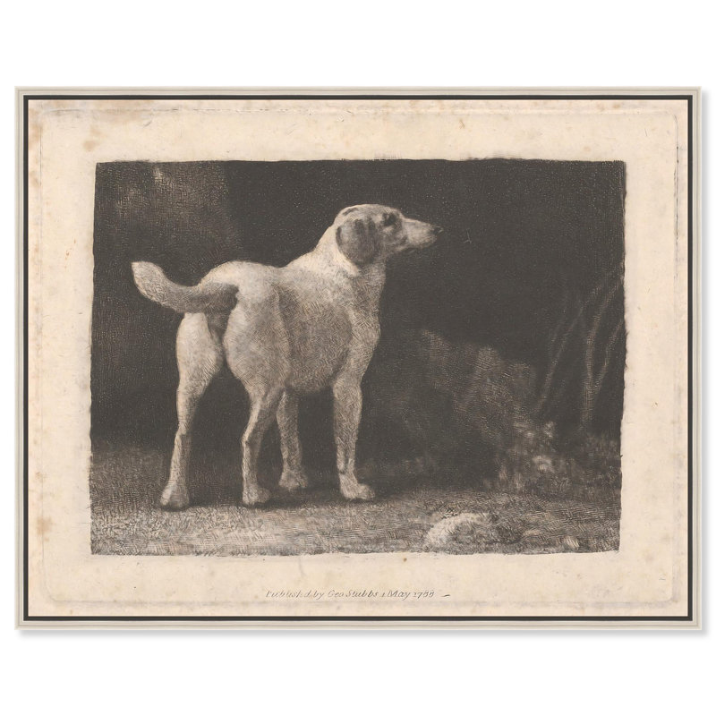 «Dog in Past Vintage» par Art Remedy, H 37 po x l 46 po, Encadrement argenté