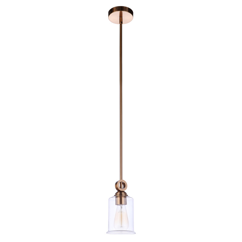 Luminaire suspendu cylindrique à 1 lumière Castlereagh, Laiton satiné