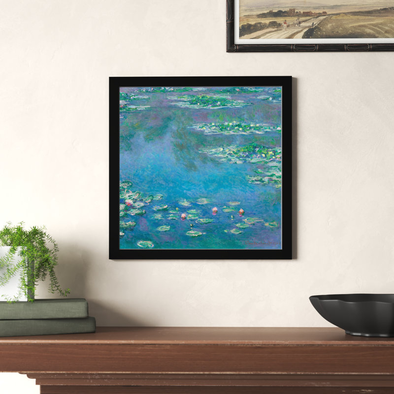 Classic Water Lilies in a Pond by Birch Lane™ - Picture Frame Print, Black, 14" H x 14" W