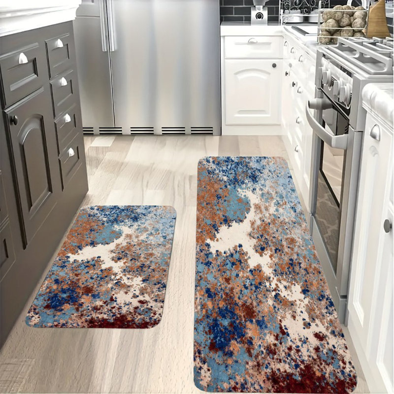 Terrazzo moucheté, 2 tapis de cuisine antidérapants