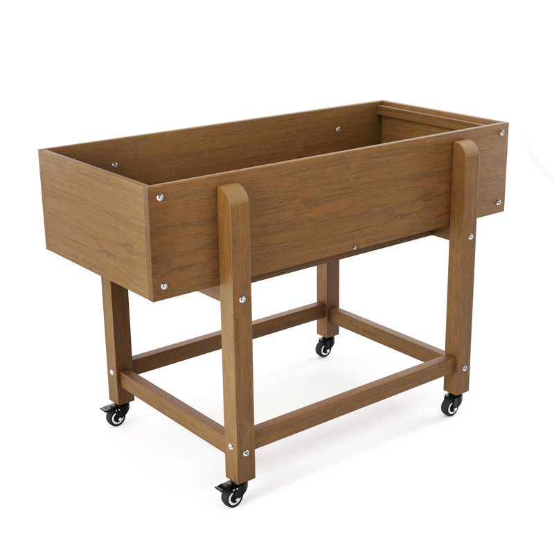 Ethelle Movable Raised Garden Beds Outdoor With Lockable Wheels, 27.56" H x 39.37" W x 20.28" D, White