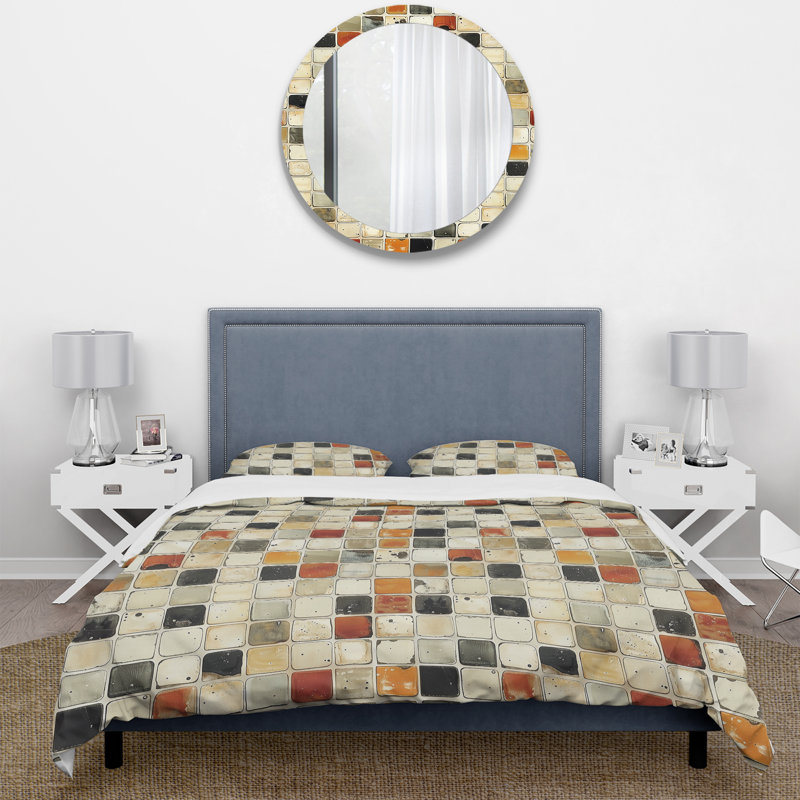 Ensemble de housse de couette beige clair Mid-Century Mosaic Tiles IV - Mid-Century