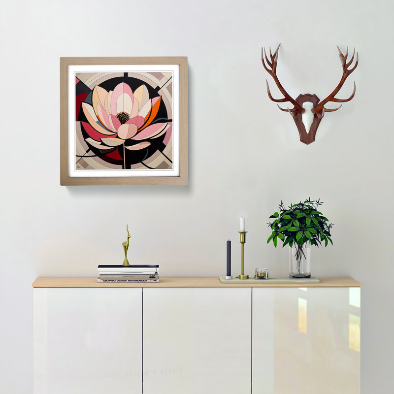 Lotus Flower Constructivism - Framed Print, Oak