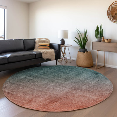 Premium Machine Washable Cerrito AMF569 Teal Rug