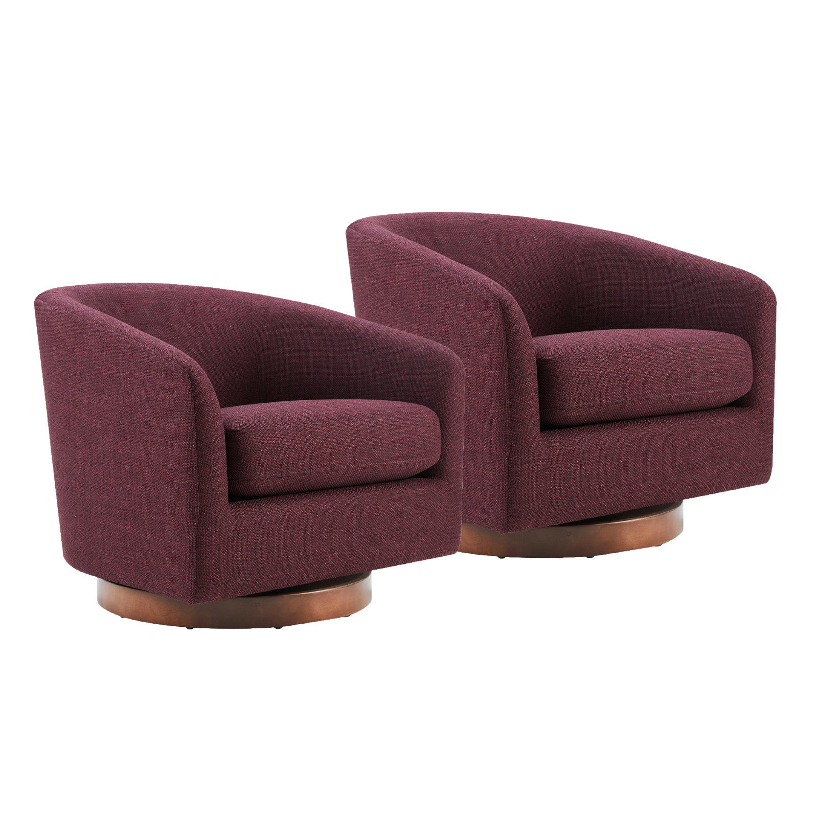 Bennett Swivel Barrel Chair, Luna Merlot Textured