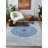 Mandala Collection Digital Print Cotton-Polyester Geometric Blue Gray Rug-2072677181