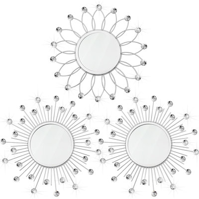 Ensemble de 3 miroirs muraux fleur et soleil