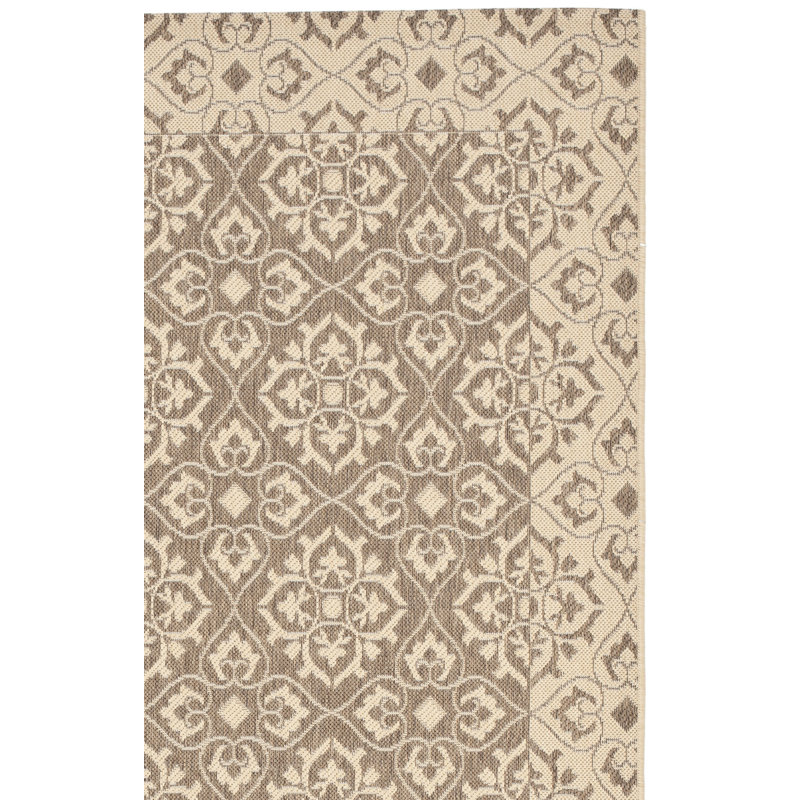 Arneshia Floral Brown/Tan Indoor/Outdoor Area Rug, Rectangle 5'3" x 7'7"