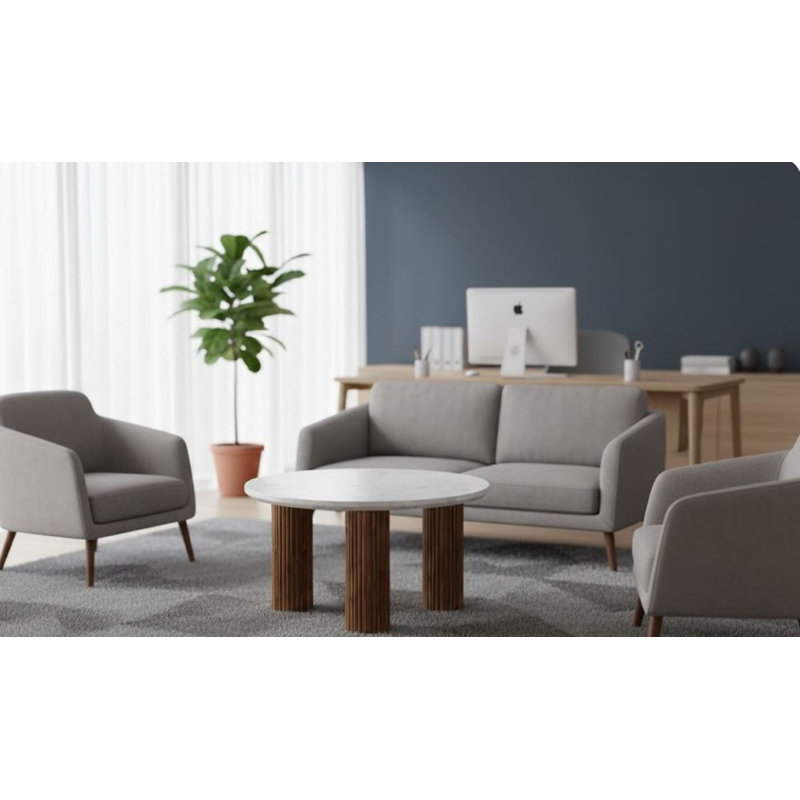 Table basse Joshua en noyer et blanc, Blanc/noyer