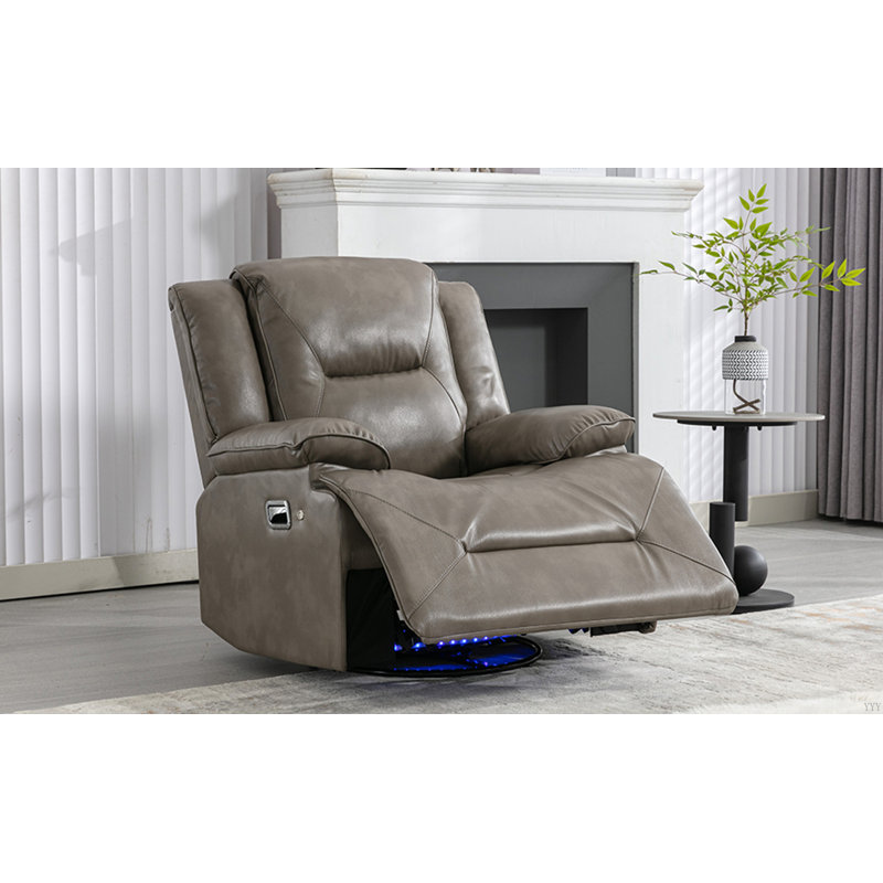 Fauteuil inclinable manuel et pivotant à 360 ° avec bande lumineuse à DEL pour salon, chambre à coucher, gris, Gris