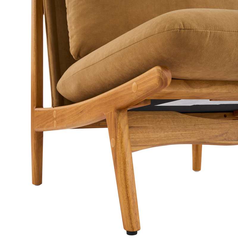 Chaises d'appoint moka durables, structure en bois massif, style Mid-Century pour le salon