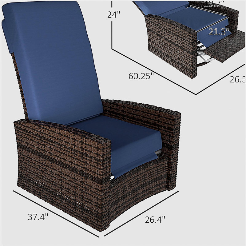 Fauteuil inclinable pivotant en osier, Dark Blue