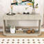 Console polyvalente avec tablette inférieure, tiroirs et pieds courbés-91552492