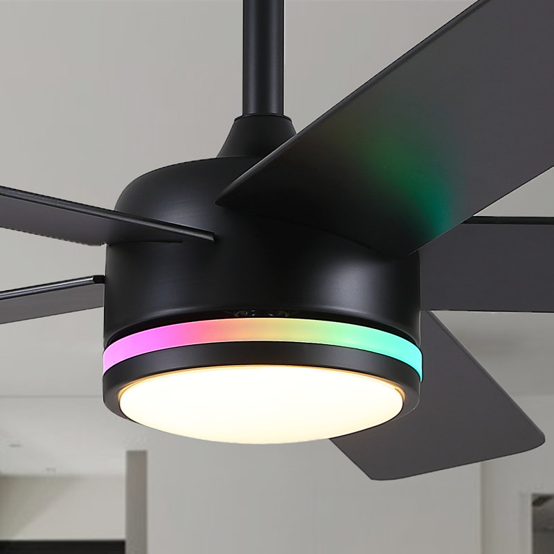 Modern Ceiling Fan with Dimmable Colour Changing LED and Remote Control