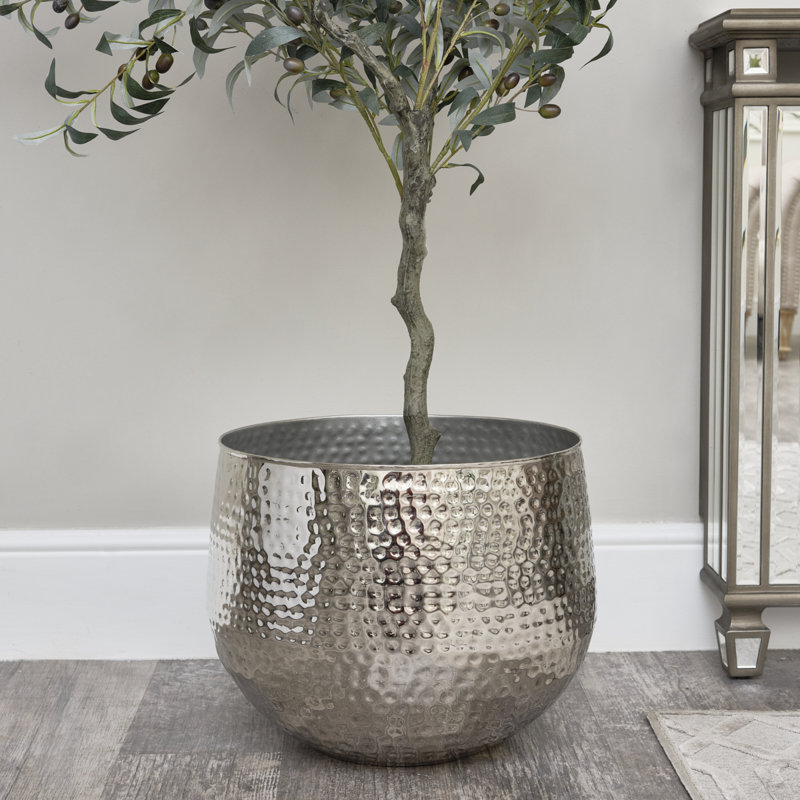 Sarana Planter, Silver, 38cm H x 40cm W x 40cm D