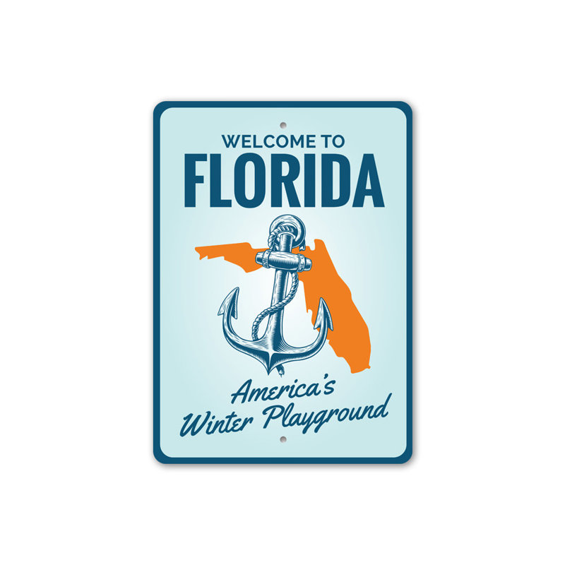 Panneau en aluminium «Florida Welcome», H 18 po x l 12 po x P 0,06 po