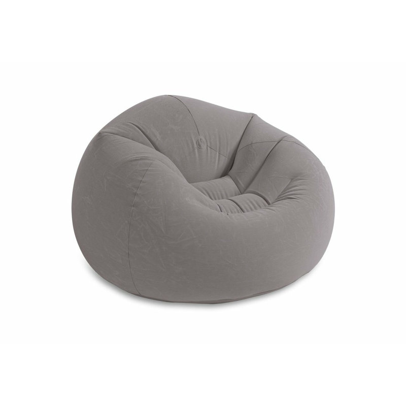 Gray Corduroy Inflatable Foldable Lounge Chair with Cushions